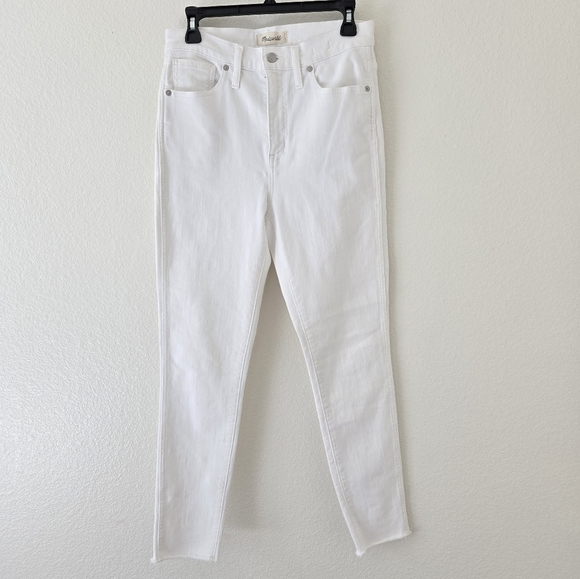 Madewell 10” High-rise Skinny White Jeans Zipper Fly Raw Hem size 29 - Picture 2 of 16